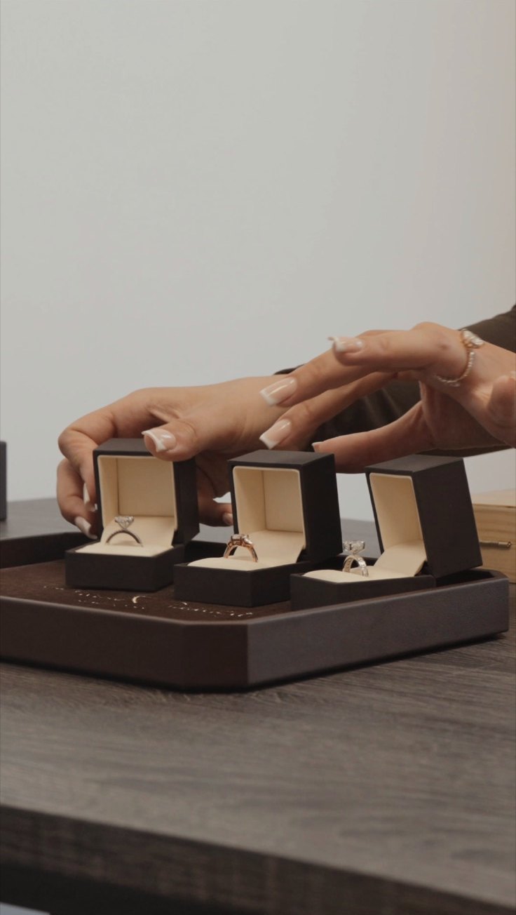 Aura rings on a presentation tray, browse the collection